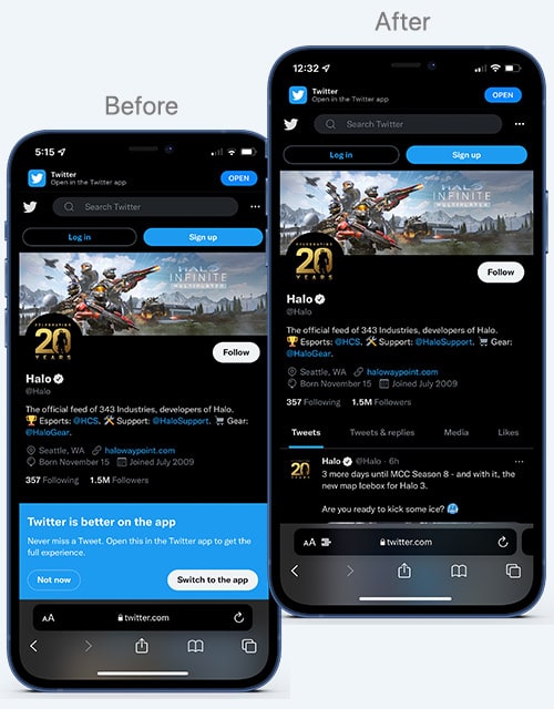 Twitter before and after